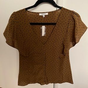 NWT Madewell Silk Dotted Blouse